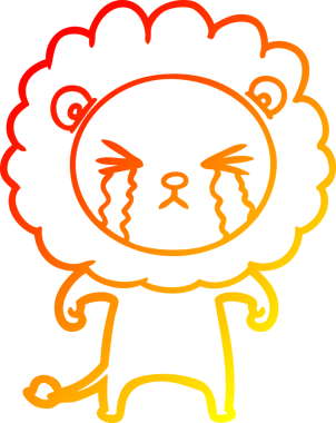 Bir insan tarafından çizilmiş, ağlayan bir aslanın çizgi çizimi.