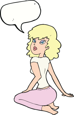 Bir insan tarafından çizilmiş konuşma balonu olan güzel bir kadın.