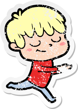 Bir insan tarafından çizilmiş mutlu bir çocuğun sıkıntılı çıkartması.