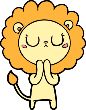 Bir insan tarafından çizilmiş çizgi film aslanı.