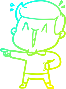 Bir insan tarafından çizilmiş, heyecanlı bir çizgi film çizimi.