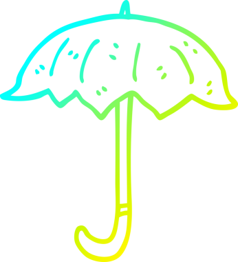 Bir insan tarafından çizilen açık şemsiyeli bir çizgi filmin soğuk gradyan çizimi