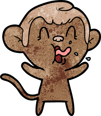 Bir insan tarafından çizilmiş çılgın çizgi film maymunu