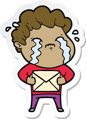 Bir insan tarafından çizilmiş, ağlayan bir çizgi film karakterinin çıkartması.