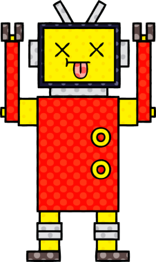 bir insan tarafından çizilmiş bir robotun çizgi roman tarzı