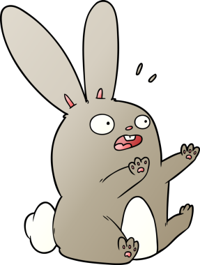 Çizgi film bir insan tarafından çizilmiş ürkmüş tavşan.