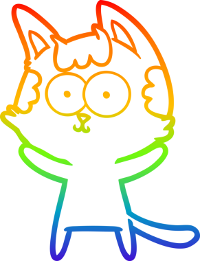 gökkuşağı gradyan çizimi mutlu çizgi film kedisi bir insan tarafından çizildi