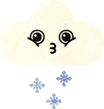 Bir insan tarafından çizilmiş bir kar bulutunun retro çizim tarzı karikatürü