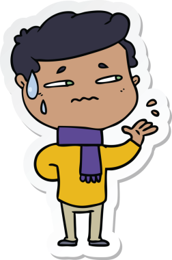 Bir insan tarafından çizilmiş endişeli bir adamın çıkartması.