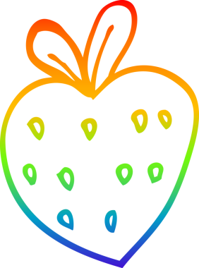 Bir insan tarafından çizilen çilek karikatürünün çizimi.