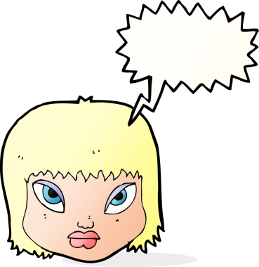 bir insan tarafından çizilen konuşma baloncuğuyla sinirlenmiş bir yüz.