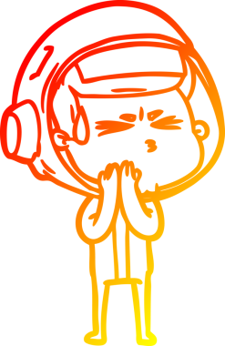 Bir çizgi film karakteri, bir insan tarafından çizilmiş astronot çizimi.