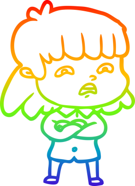 Gökkuşağı gradyan çizimi Bir insan tarafından çizilmiş endişeli bir çizgi kadın