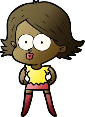 Çizgi film kızı somurtuyor bir insan tarafından