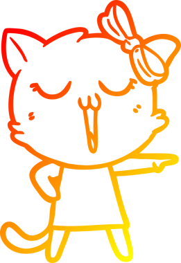 Bir insan tarafından çizilmiş çizgi film kedisinin sıcak çizgi çizimi