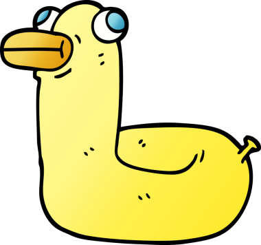 Bir insan tarafından çizilmiş vektör eğimli çizim karikatürü sarı halka ördeği