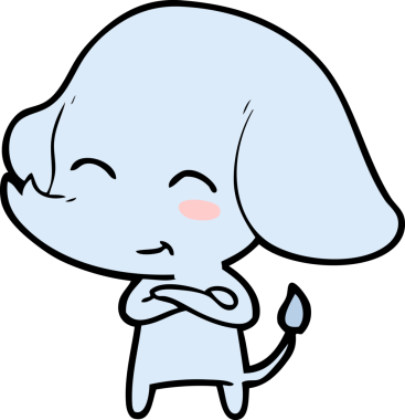 Bir insan tarafından çizilmiş şirin bir fil.