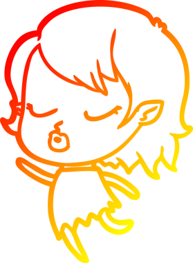 Bir insan tarafından çizilmiş sevimli bir vampir kız çizgi çizimi.