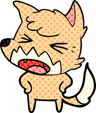 Bir insan tarafından çizilmiş kızgın çizgi film tilkisi.