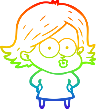 Gökkuşağı gradyan çizimi Bir insan tarafından çizilen çizgi film kızı