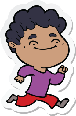 Bir insan tarafından çizilmiş, karikatür dostu bir adamın çıkartması.