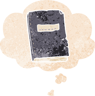 Karikatür parçalanmış eski defter. Düşünce baloncuğu ve grunge dertli eski moda bir insan tarafından çizilmiş.