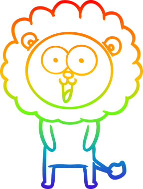 gökkuşağı gradyanı çizimi bir insan tarafından çizilmiş mutlu bir karikatür aslanı