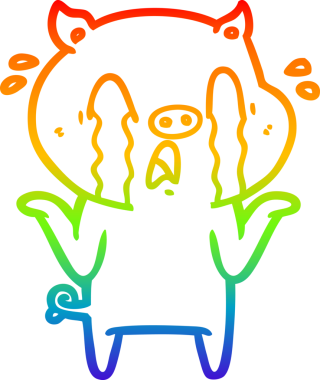 gökkuşağı gradyan çizimi bir insan tarafından çizilmiş ağlayan domuz çizgi filmi