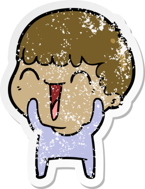 Bir insan tarafından çizilmiş mutlu bir adamın sıkıntılı çıkartması.