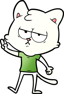 Bir insan tarafından çizilmiş sıkıcı çizgi film kedisi.