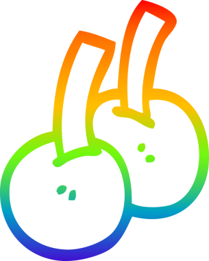 gökkuşağı gradyan çizgi çizimi bir insan tarafından çizilmiş kirazlar