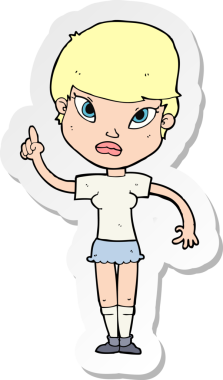 Bir insan tarafından çizilmiş fikri olan bir karikatür kadının çıkartması.