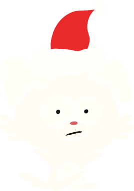 Sinirli köpek eli, bir insan tarafından çizilmiş Noel Baba şapkasının düz renk çizimi