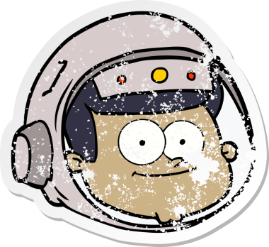 Bir insan tarafından çizilmiş karikatür astronot yüzü.