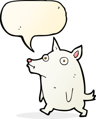 Bir insan tarafından çizilmiş komik, küçük bir köpek.