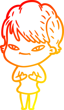 Bir insan tarafından çizilmiş mutlu bir kadının çizgi çizimi.