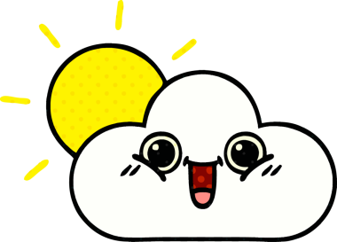 Bir insan tarafından çizilmiş güneş ve bulut çizgi romanı.