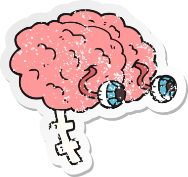 Bir insan tarafından çizilmiş karikatür beyninin gerilimli yapıştırması.