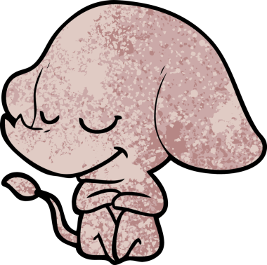 Bir insan tarafından çizilmiş gülümseyen bir fil.