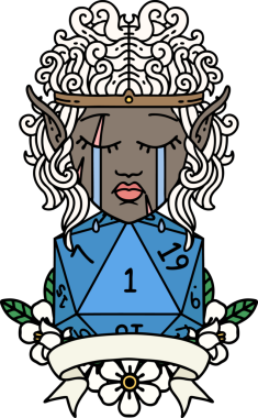 Retro Dövme Tarzı Üzgün Elf Barbar Karakteri Doğal bir insan tarafından çizilmiş