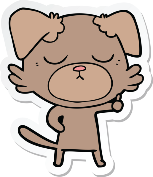 Bir insan tarafından çizilmiş şirin bir köpeğin çıkartması.