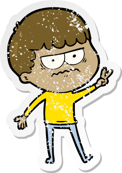 Bir insan tarafından çizilmiş sıkıntılı bir karikatür çıkartması.