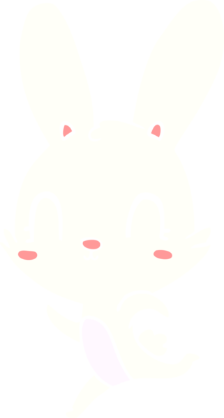 Bir insan tarafından çizilmiş düz renk çizgi film tavşanı.