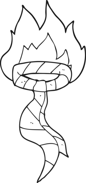 Bir insan tarafından çizilen el yazması siyah beyaz çizgi film yakma işi kravatı