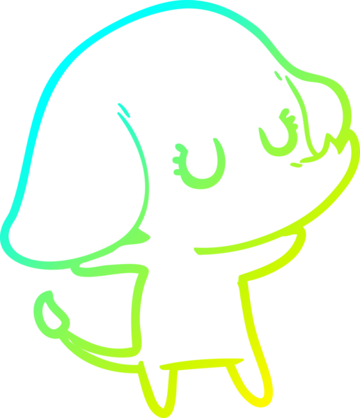 Bir insan tarafından çizilmiş şirin bir filin soğuk gradyan çizgisi