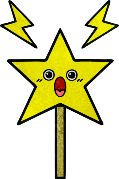 Bir insan tarafından çizilmiş sihirli bir değneğin retro grunge dokusu