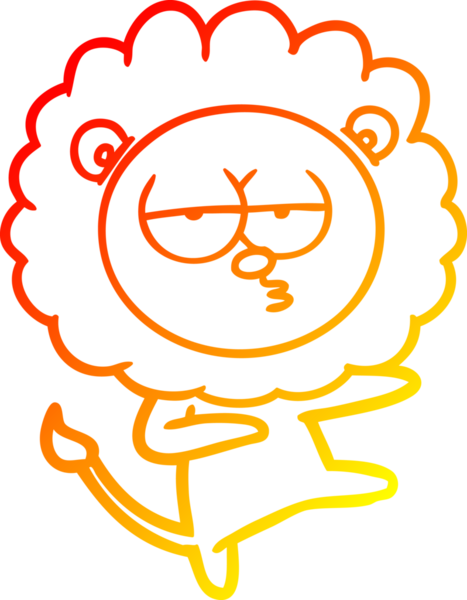 Bir insan tarafından çizilen ve canı sıkılan bir aslanın çizgi çizimi.