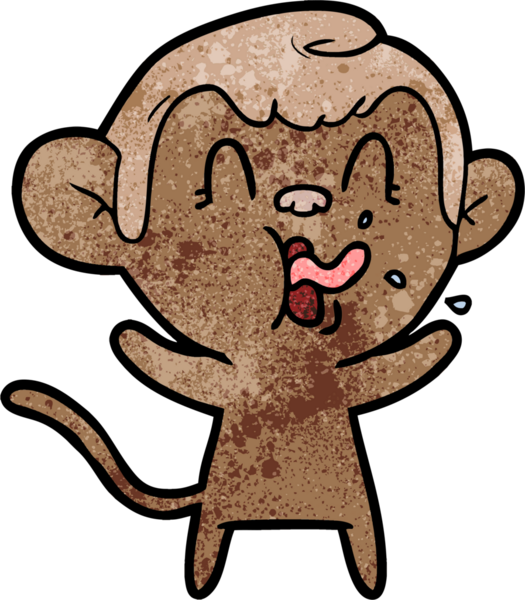 Bir insan tarafından çizilmiş çılgın çizgi film maymunu