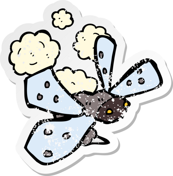 Bir insan tarafından çizilmiş bir karikatür böceğinin gerilimli yapıştırması