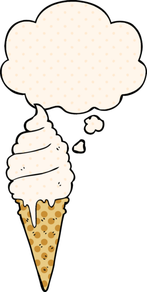 Bir insan tarafından çizilmiş, düşünce baloncuklu karikatür dondurması.